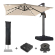 SUN LUIS | Parasol | Square | B:T 300 x 300 cm | Taupe | LED | +Stand, Swivel base & Cover