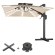 SUN PIETRO | Parasoll | Kvadratisk | B:D 300 x 300 cm | Taupe | LED | +Stativ og svingbar fot