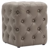 CUBO | Bistro Sitzwürfel | Taupe | Leder | Chesterfield
