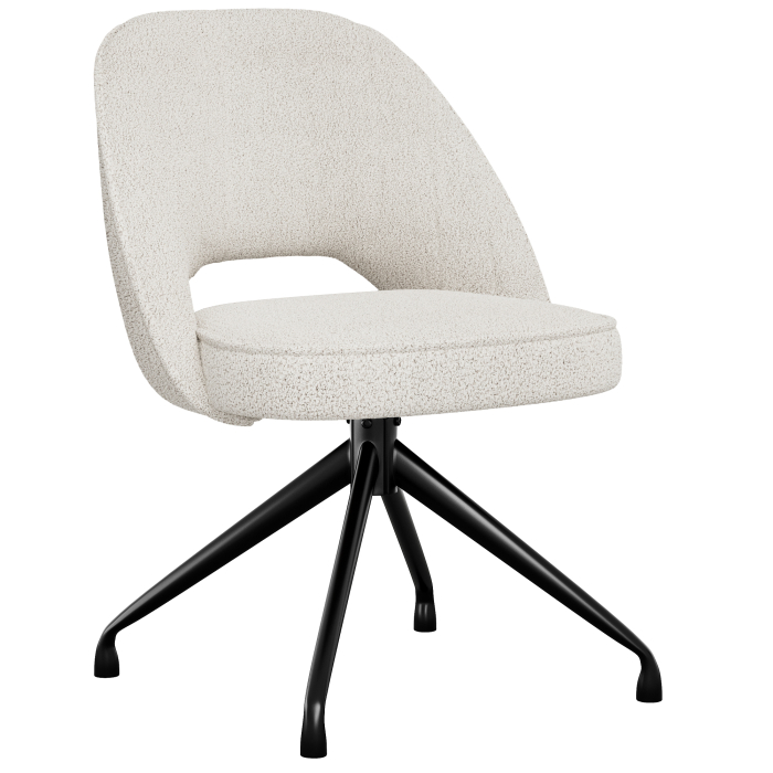 Sophie | Sedia da hotel | Crema | Tessuto Teddy | Base girevole