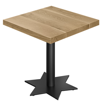 SS | Bistro-pöytä | P: 70 x 70 | K: 76 cm | Tammi | Runkona: Musta