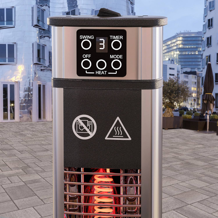 LUCIO | Frittstående terrassevarmer | rustfritt stål | 2000W | 3 varmetrinn | H: 148 cm