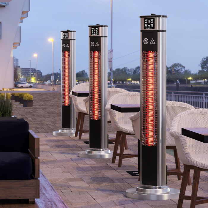 LUCIO | Frittstående terrassevarmer | rustfritt stål | 2000W | 3 varmetrinn | H: 148 cm
