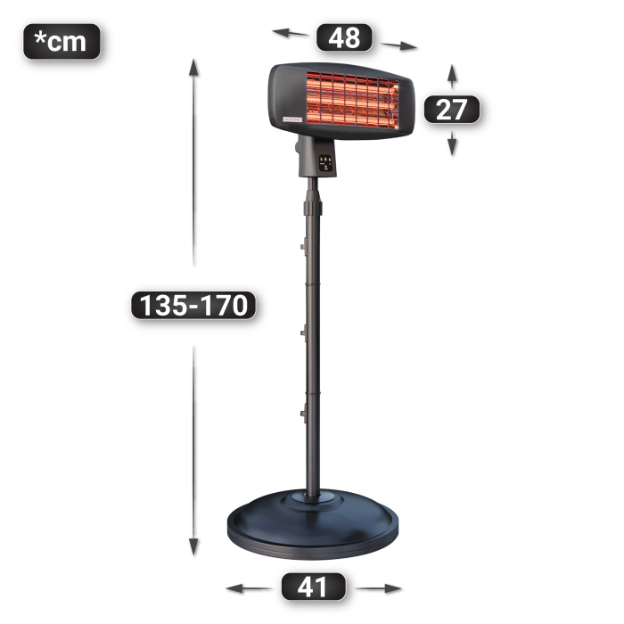 XAVIER | Chauffage radiant sur pied | Noir | 2000W | 3 niveaux de chauffage XAVIER | Chauffage radiant sur pied | Noir | 2000W | 3 niveaux de chauffage