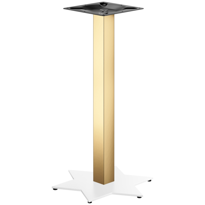STAR | Bistro Stehtischgestell | Gold/Weiß | Höhe: 105 cm | Säule: 8 x 8 cm | Fuß: Ø 50 cm