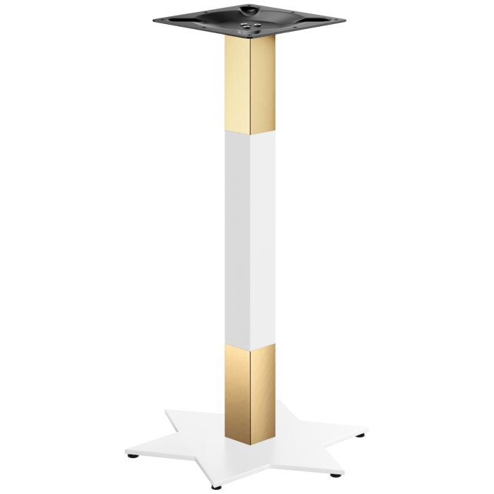 STAR | Bistro Stehtischgestell | Gold/Weiß | Höhe: 105 cm | Säule: 8 x 8 cm | Fuß: Ø 50 cm