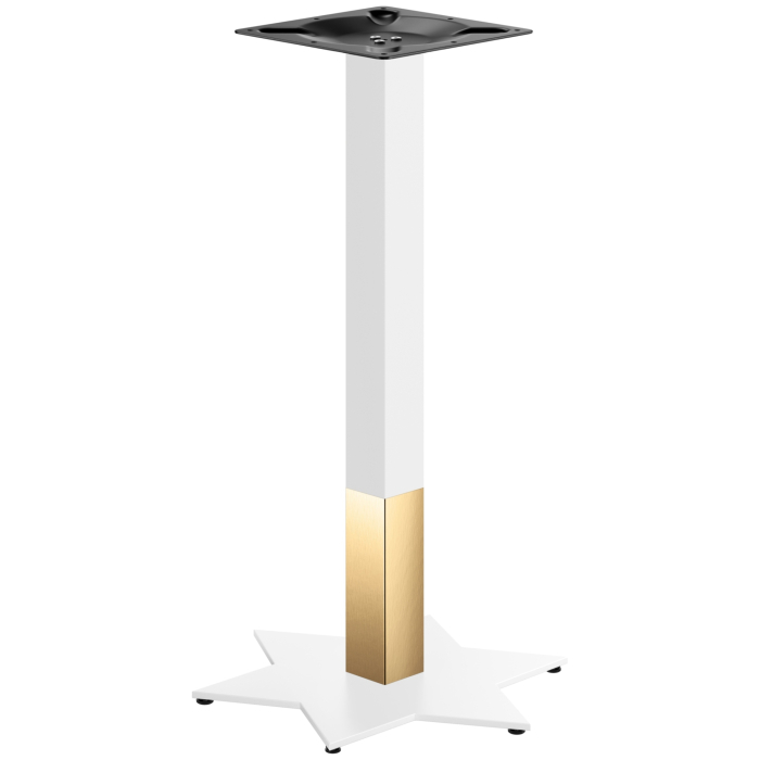 STAR | Bistro Stehtischgestell | Gold/Weiß | Höhe: 105 cm | Säule: 6 x 6 cm | Fuß: Ø 50 cm