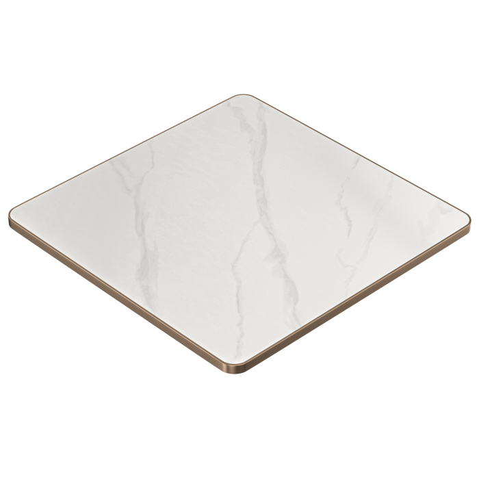 STONE | Gastro Sinterstein Tischplatten | 60 x 60 x 1,5 cm | Weiß Marmor | Quadratisch