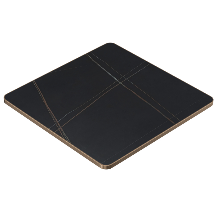 STONE | Gastro Sinterstein Tischplatten | 80 x 80 x 1,5 cm | Schwarz Marmor | Quadratisch