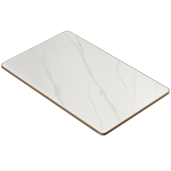 STONE | Gastro Sinterstein Tischplatten | 120 x 70 x 1,5 cm | Weiß Marmor | Rechteckig