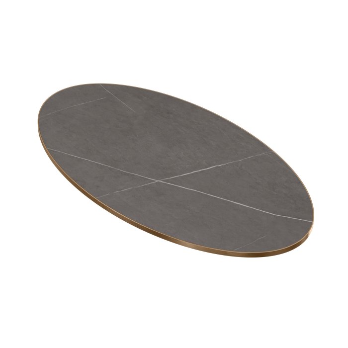 STONE | Gastro Sinterstein Tischplatten | 130 x 80 x 1,5 cm | Grau Marmor | Oval