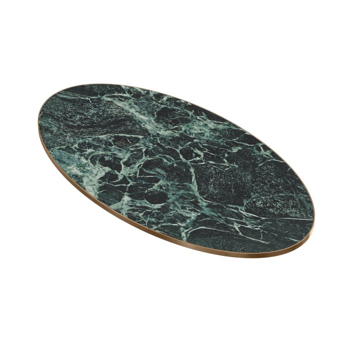 STONE | Gastro Sinterstein Tischplatten | 230 x 110 x 1,5 cm | Grün Marmor | Oval Rund