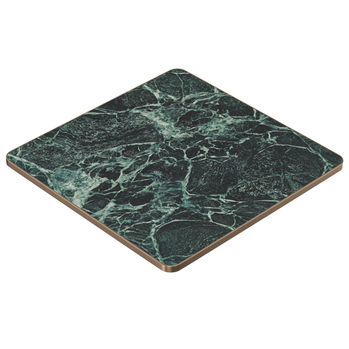 STONE | Gastro Sinterstein Tischplatten | 70 x 70 x 1,5 cm | Grün Marmor | Quadratisch
