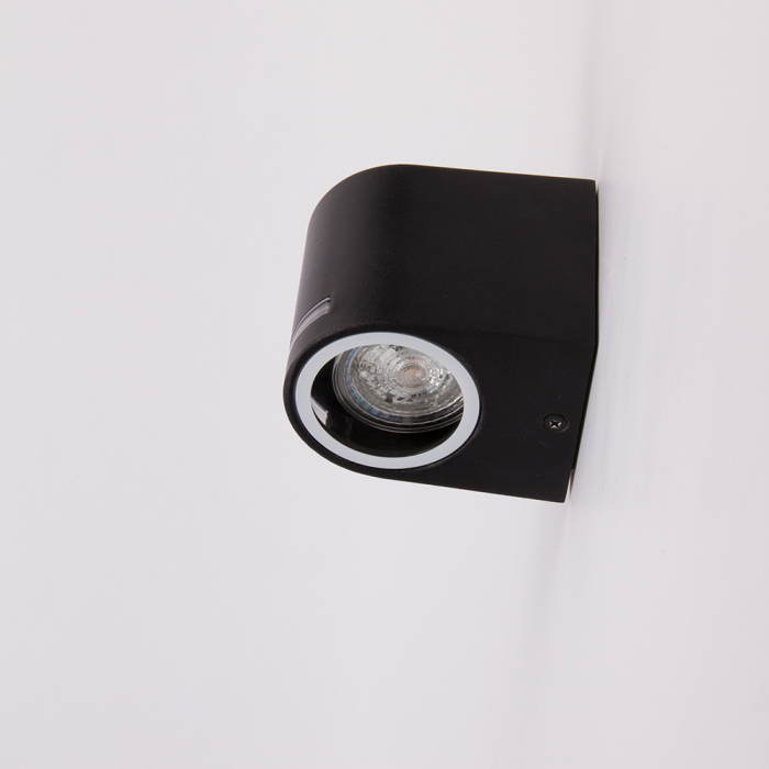 NORA utendørs vegglampe sort aluminium moderne opp og ned spotlight 11W GU10 8cm IP44