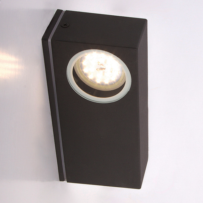 SORA LED utendørs vegglampe grå moderne opp & ned spotlight 2x7W 8x17cm IP44 3000K 1400lm 5000h