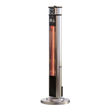 LUCIO | Riscaldatore a piedi da esterno | Acciaio inox | 2000W | 3 impostazioni di calore | H: 148 cm