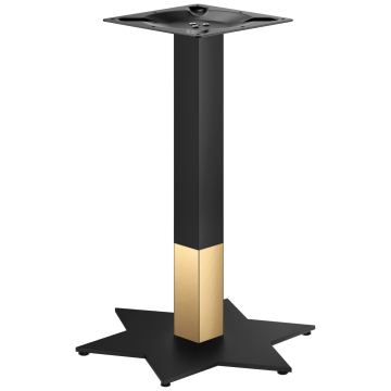 STAR | Structure de table bistro | Or/Noir | Hauteur : 72 cm | Colonne : 6 x 6 cm | Base : Ø 50 cm