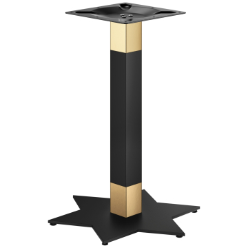 STAR | Estructura de mesa de bistró | Dorado/Negro | Altura: 72 cm | Columna: 8 x 8 cm | Base: Ø 50
