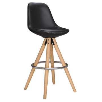 STELA | Sgabello di design | Nero | Pelle