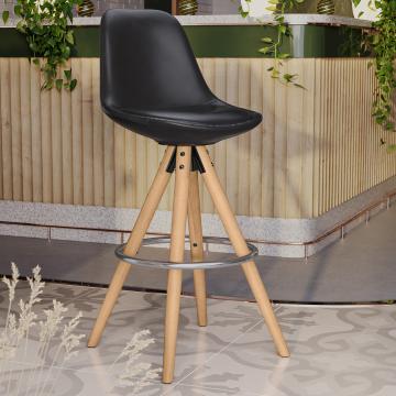 STELA | Designer Barhocker | Schwarz | Leder