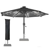 SUN MARINO | Sombrilla | Redonda | Ø 300 cm | Negro | LED | +Funda