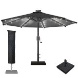 SUN MARINO | Ombrellone | Tondo | Ø 300 cm | Nero | LED | +-Mast e Tela