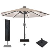 SUN MARINO | Parasol | Rund | Ø 300 cm | Taupe | LED | +Stander & Hülle
