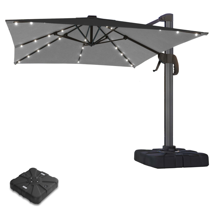 SUN LUIS | Parasol | Quadratisch | B:T 300 x 300 cm | Sort | LED | +Stativ