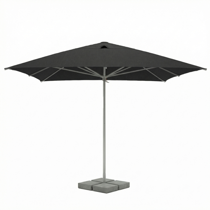 SUN DAVID | Gastro Brauereischirm | Seilzugsystem | B:T 300 x 300 cm | Schwarz | Quadratisch | Logodruck