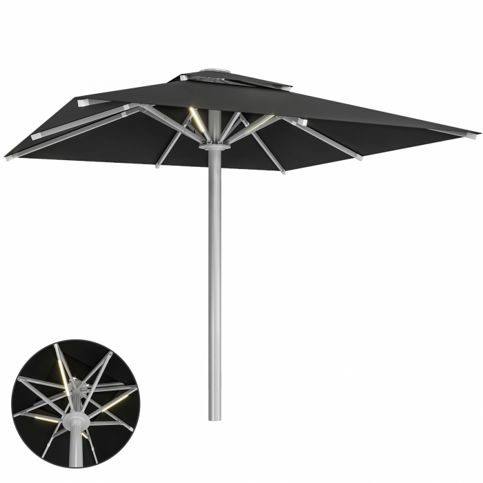 SUN LEON | Gastroaurinkovarjo Premium | B:T 600 x 600 cm | Musta | LED | Neliö