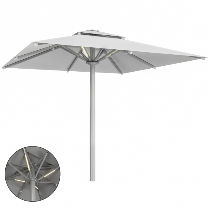 SUN LEON | Parasol Gastro Premium | B:T 400 x 400 cm | Gris | LED | Carré