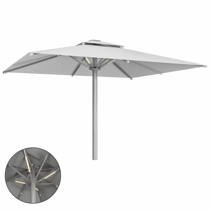 SUN MATEO | Parasol Gastro | B:T 300 x 400 cm | Gris | LED | Rectangulaire