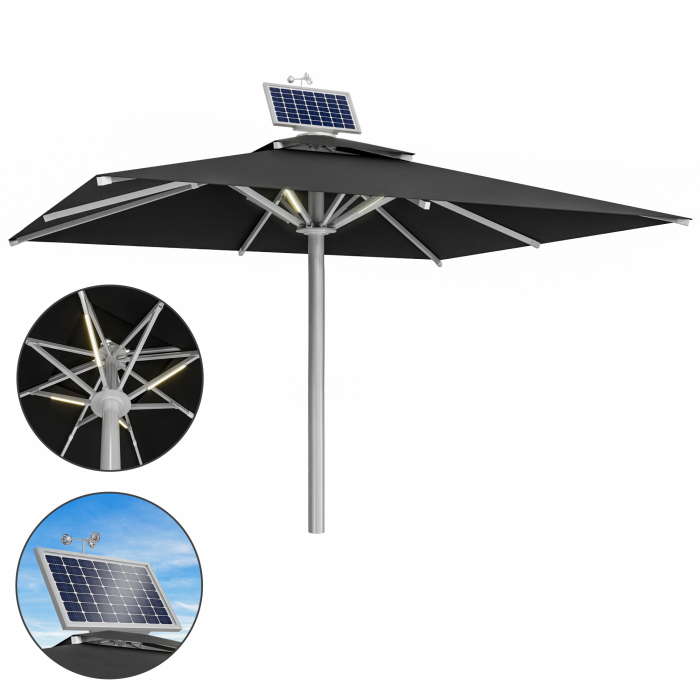 SUN LEON | Parasol Gastro Premium | B:T 500 x 600 cm | Noir | Moteur | Rectangulaire