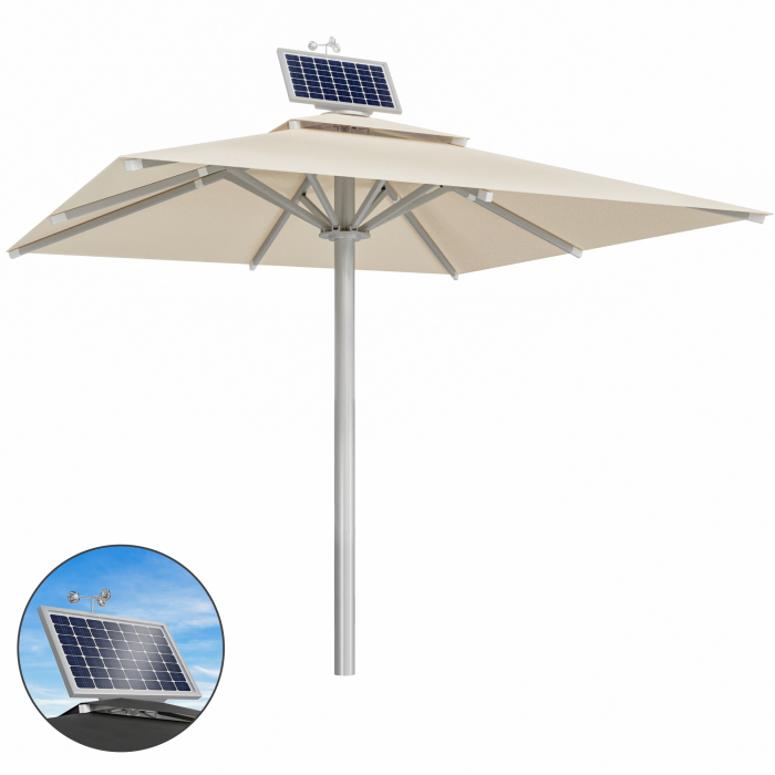 SUN LEON | Parasol Gastro Premium | B:T 400 x 400 cm | Taupe | Moteur | Carré