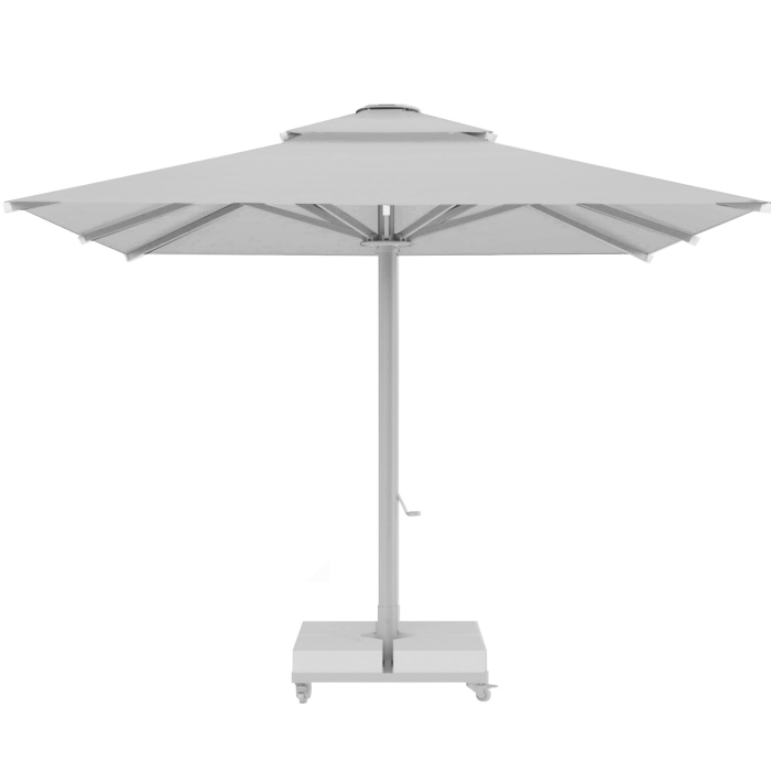 SUN MATEO | Gastro Sol parasoll | B:T 400 x 400 cm | Grå | Stålram | Fyrkantig