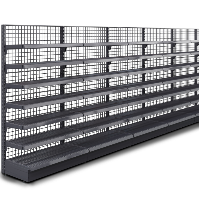 BROOKLYN | Scaffale a muro a reticolo | L1200xH195cm | Incl. 6 ripiani | Set completo