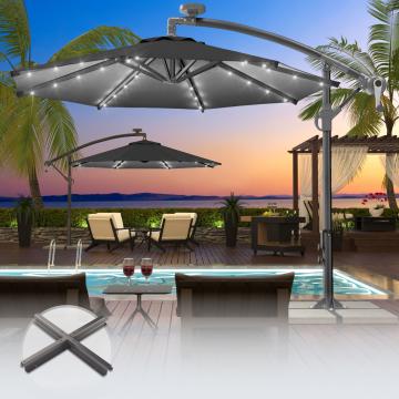 SUN LUCA | Parasol | Rund | Ø 300 cm | Zwart | LED | +Stand