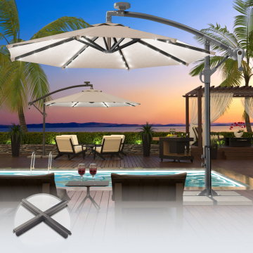 SUN LUCA | Parasol | Rund | Ø 300 cm | Taupe | LED | +Stand