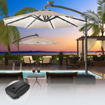 SUN LUCA | Parasol | Rund | Ø 300 cm | Taupe | LED | +Stand