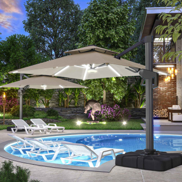 SUN PIETRO | Parasol | LED | Carré | 3x3m | Taupe