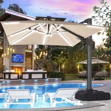 SUN PIETRO | Parasol | Vierkant | B:D 300 x 300 cm | Taupe | LED