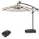 SUN LUCA | Parasoll | Runt | Ø 300 cm | Taupe | LED | +Stativ