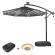 SUN LUCA | Parasol | Rund | Ø 300 cm | Sort | LED | +Stativ & Musikboks