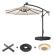 SUN LUCA | Parasoll | Rundt | Ø 300 cm | Taupe | LED | +Stativ og spilledåse