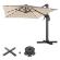 SUN LUIS | Parasol | Square | B:T 300 x 300 cm | Taupe | LED | +Stand & Swivel base