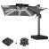SUN PIETRO | Parasol | Square | B:T 300 x 300 cm | Black | LED | +Stand & Swivel base