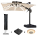SUN PIETRO | Parasol | Carré | L: 300 x 300 cm | Taupe | LED | +Support, haut-parleur & Hülle
