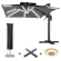 SUN PIETRO | Parasol | Vierkant | B: 300 x 300 cm | Zwart | LED | +Standaard, box en hoes