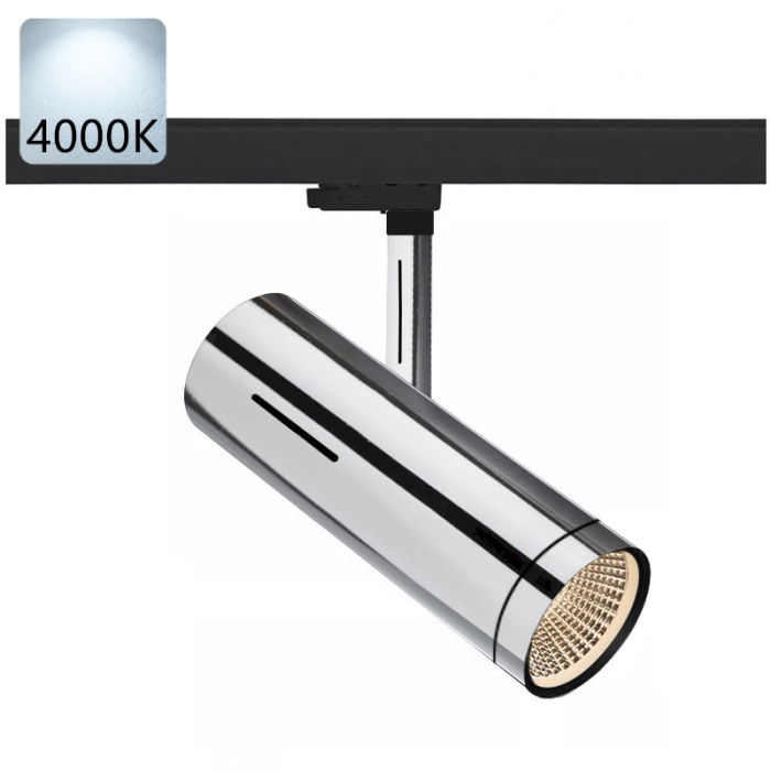 SYDNEY | LED Stromschienenstrahler | Chrom | 30W / 4000K | Neutralweiß | 3 Phasen