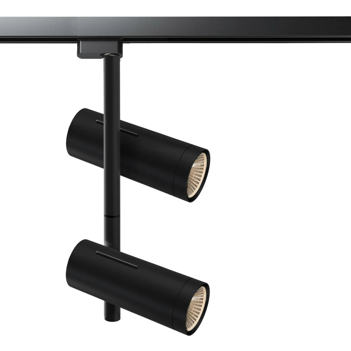 SYDNEY | LED spot dobbel til skinnespot | Svart | 7W / 2700K | Varm hvit | 3 faser